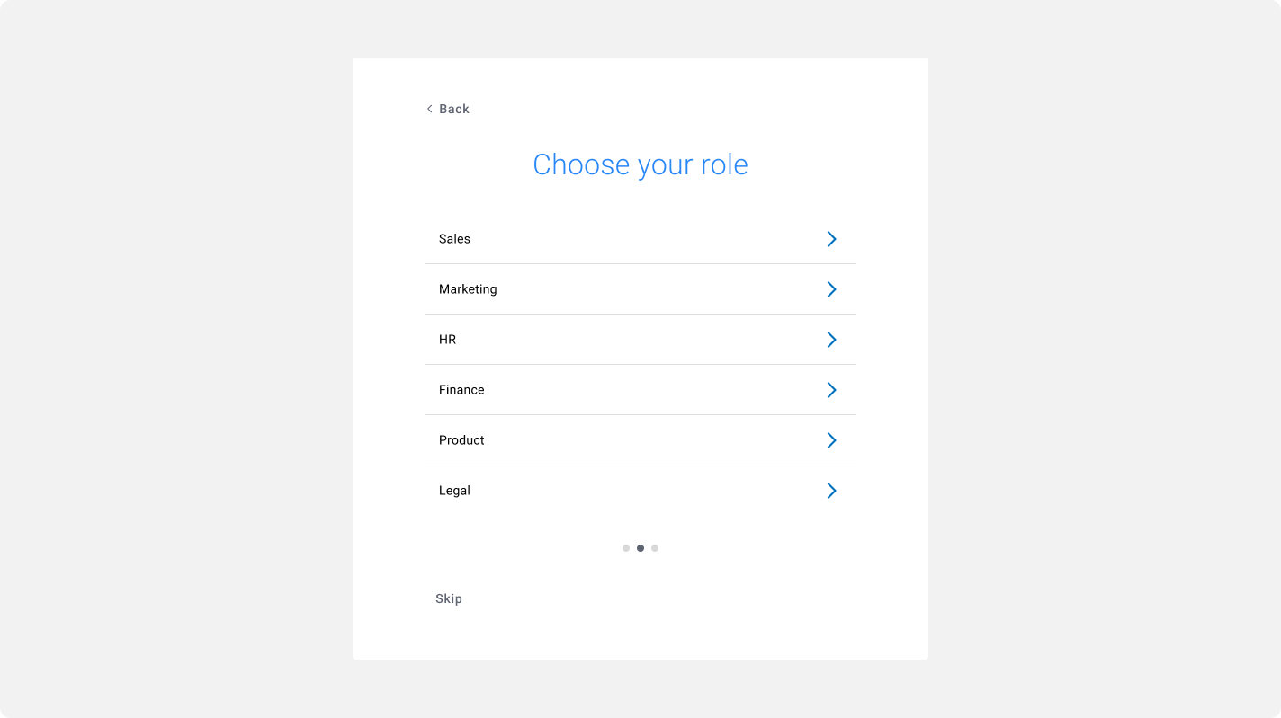 Role based onboarding experience - AUX